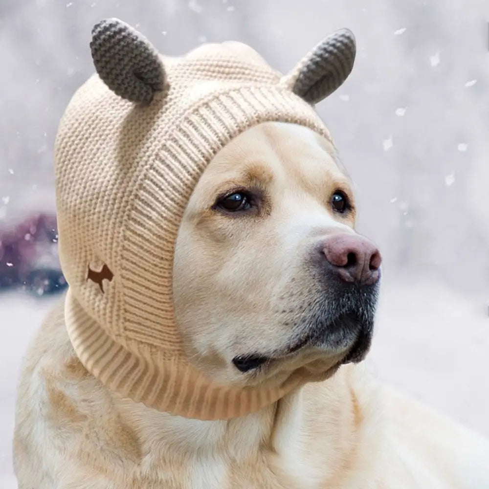 Quiet Dog Ear Muffs Noise Protection Pet Ears Covers Knitted Hat