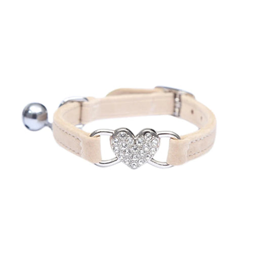 Heart Charm and Bell Cat Collar Safety Elastic Adjustable with Soft