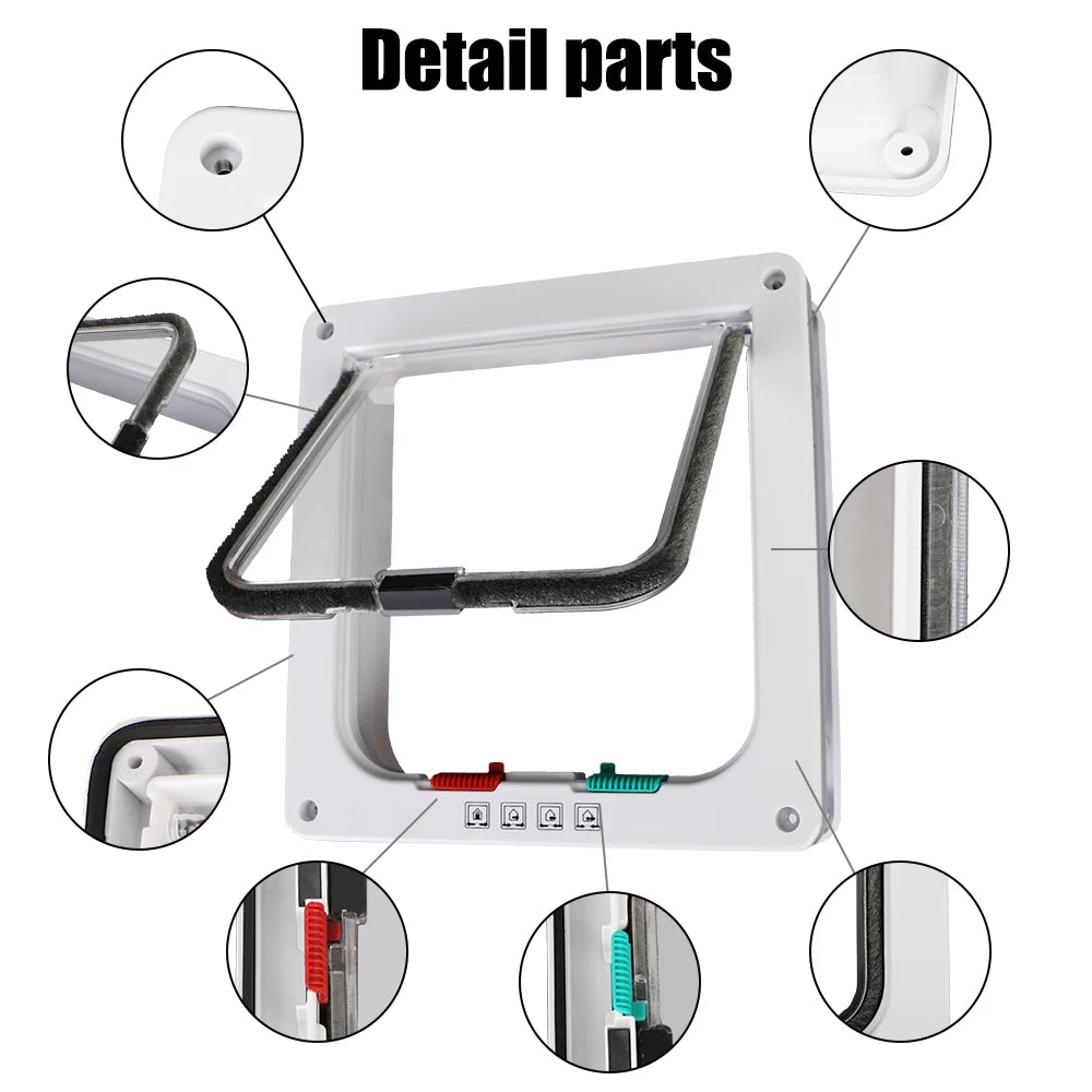 For Dog Cat Kitten ABS Plastic Dog Cat Flap Door With 4 Way Lock