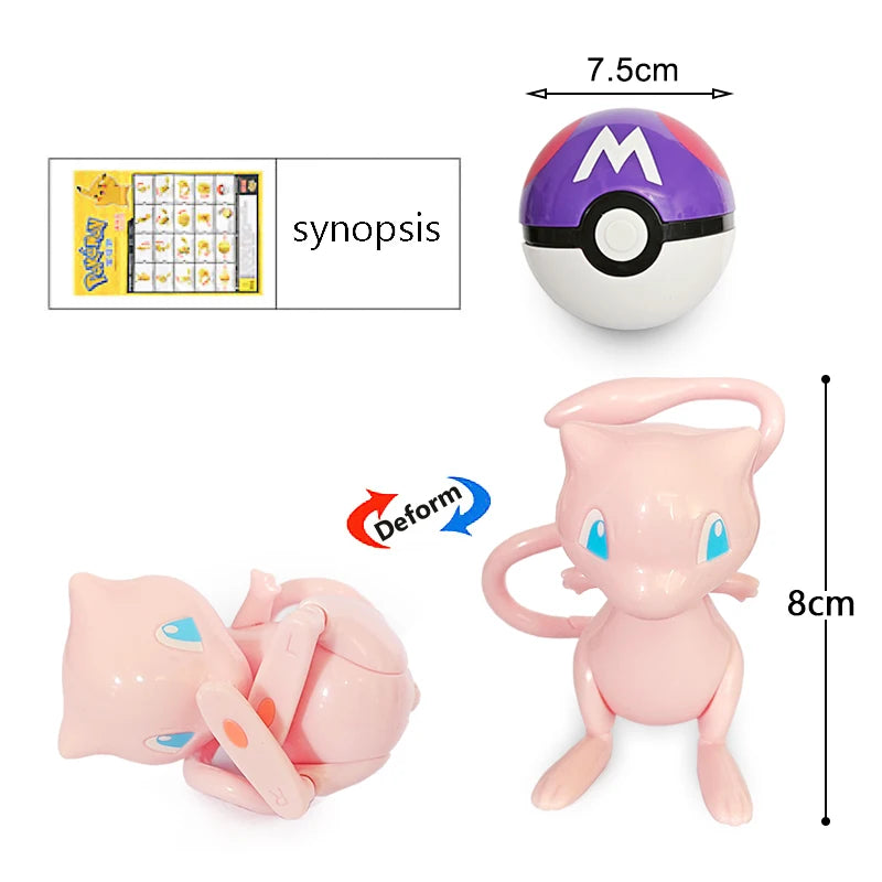 18 Styles Pokemon Anime Deformation Figures Pikachu Eevee Mewtwo