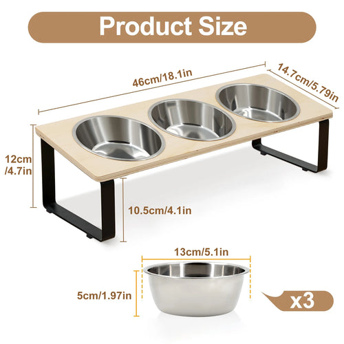 Elevated Cat Bowls Feeder 15° Tilted Raised Feeding & Watering