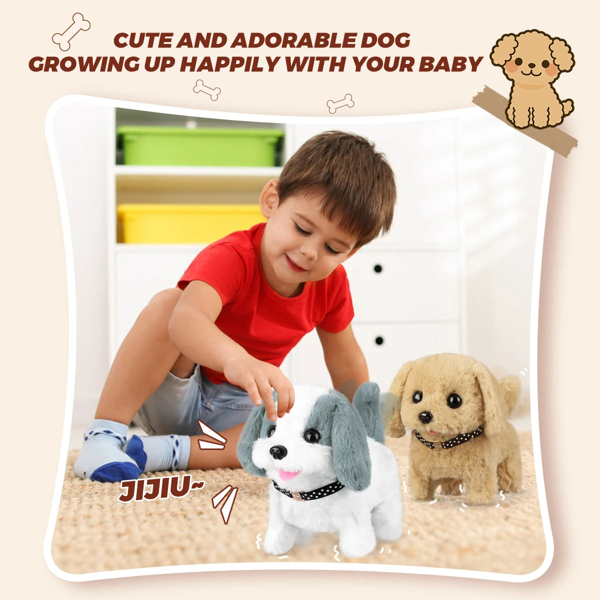 1Pc Electric Plush Simulation Dog Teddy Puppy Walking Sound Nodding