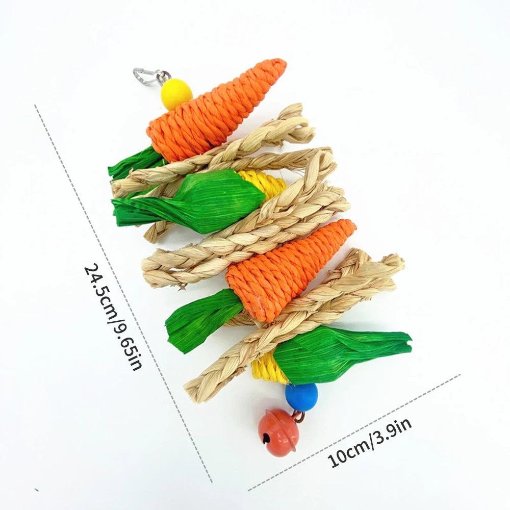 Small pet chewing toy hamster rabbit hand woven carrot corn vine ball
