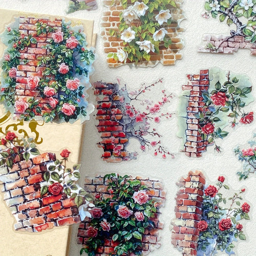 10pcs Plant Flowers Sticker PET Material Junk Journal Hand Account DIY