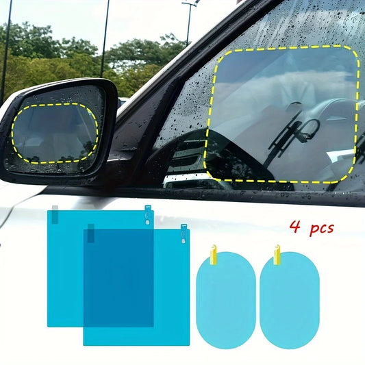 4pcs Car Rearview Mirror Protective Film Side Windows Sticker, Anti