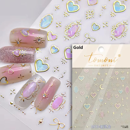 1pcs 5D Relief Kawaii Colorful Star Nail Art Stickers Multi Macaron