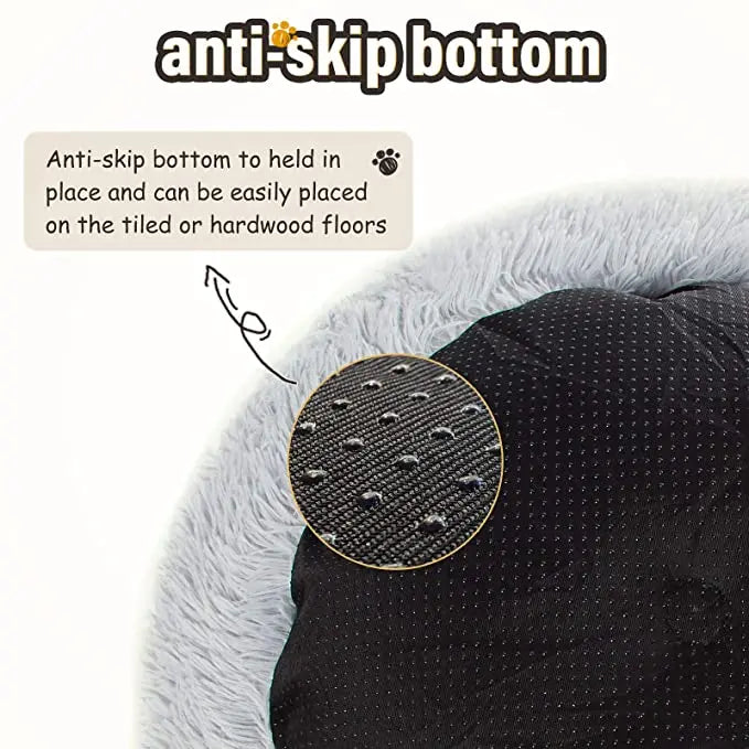 Super Soft Pet Cat Bed Plush Full Size Washable Calm Bed Donut Bed
