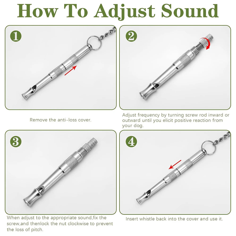 1Pcs Dog Whistle Pet Training Whistle Stainless Steel Silver Portable