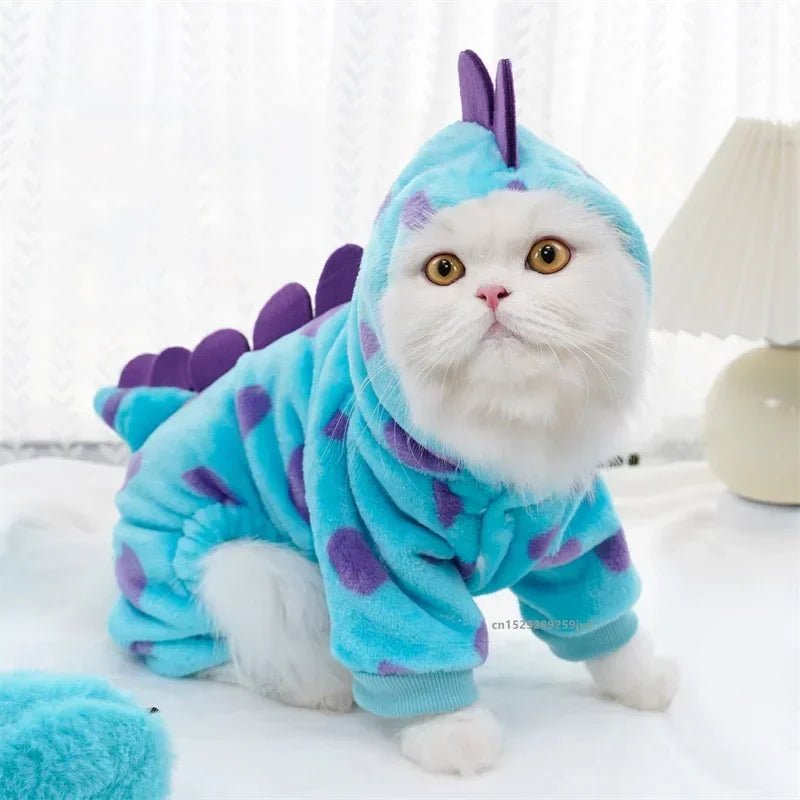 1PC Pet Clothing Dog Cat Autumn and Winter Thickened Warm Blue