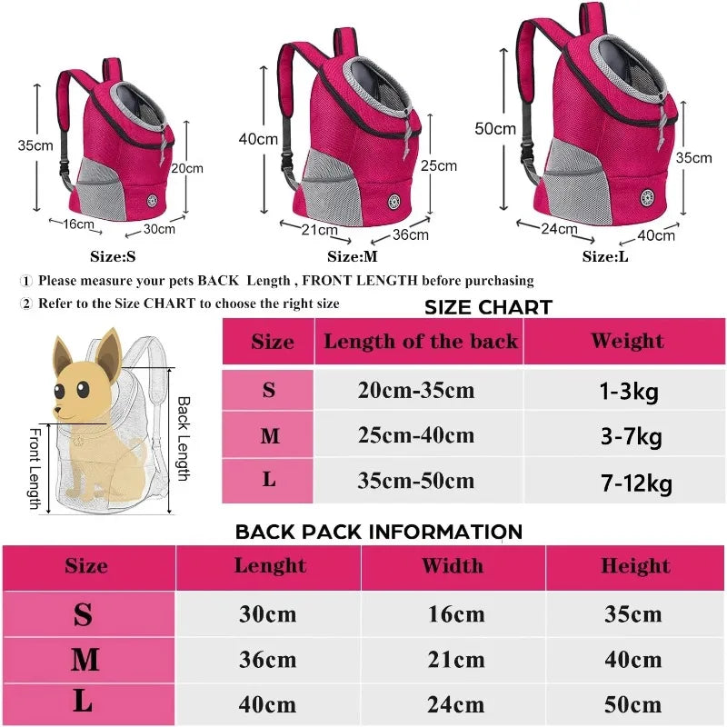 New Dog Pet Backpack Carrier Travel Bag Front Pack Breathable