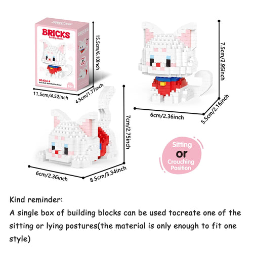 Micro Mini Super Cute Micro Cat Building Kit Tiny Pet Series Doll