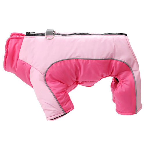 Warm Pet Clothes With D-ring Reflective Dog Jumpsuit For Small Medium