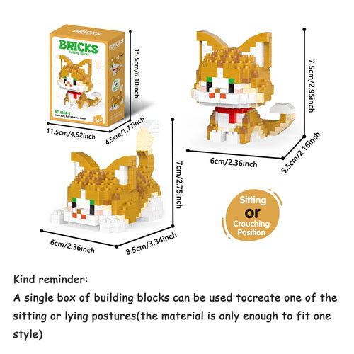 Micro Mini Super Cute Micro Cat Building Kit Tiny Pet Series Doll