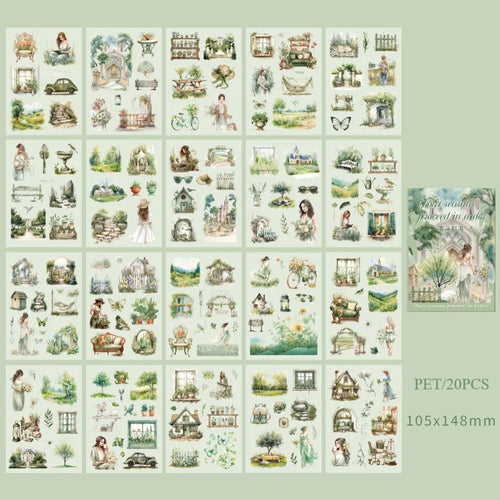20Sheets PET Stickers Season Series PET Decorative Stickers Diary