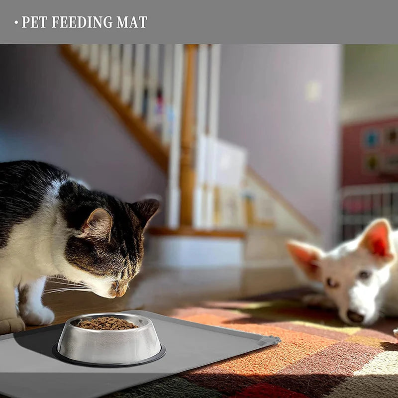 Pet Bowl Food Mat Silicone Dog Cat Feeding Mat Non-Stick Waterproof
