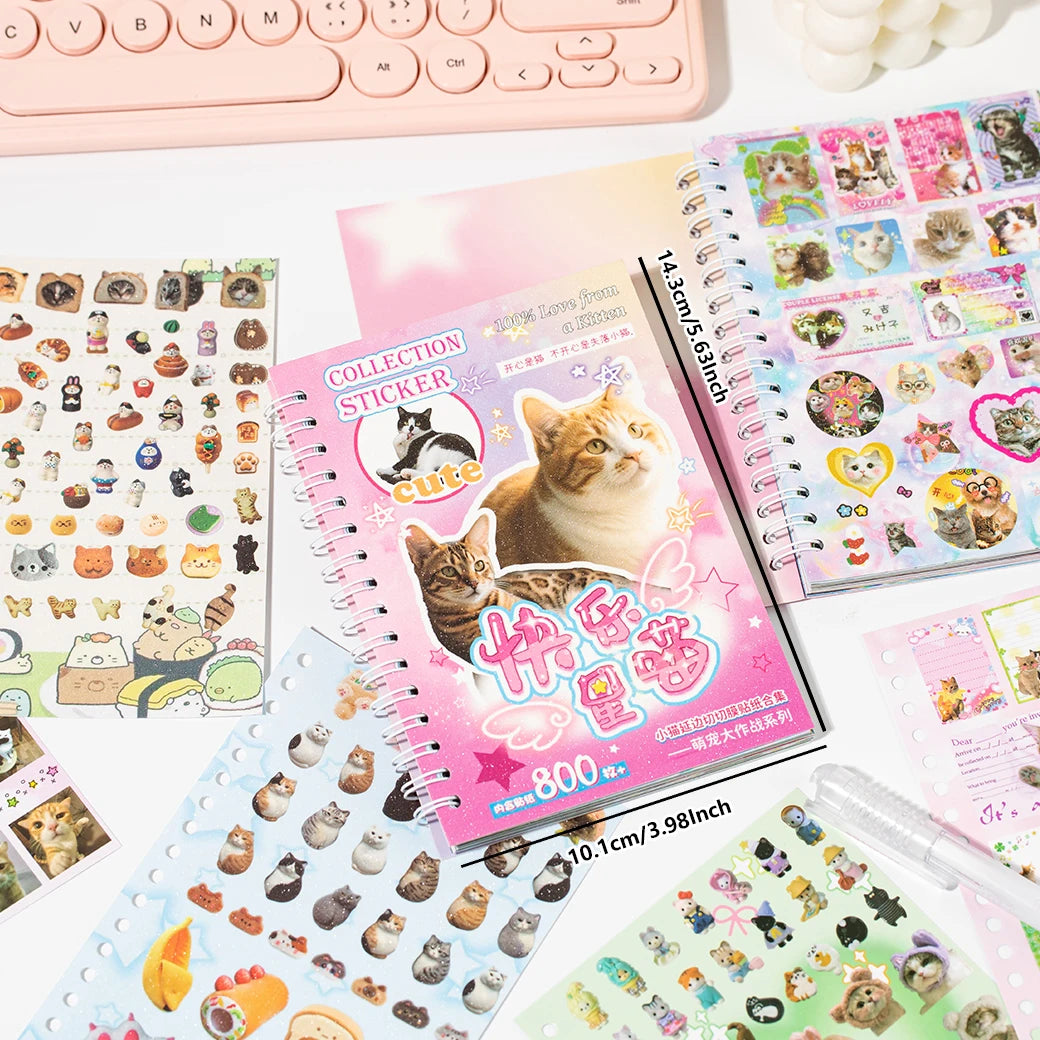 30Pcs/Book Cute Pet Battle Cut-Out Coil Sticker Book DIY Handbook