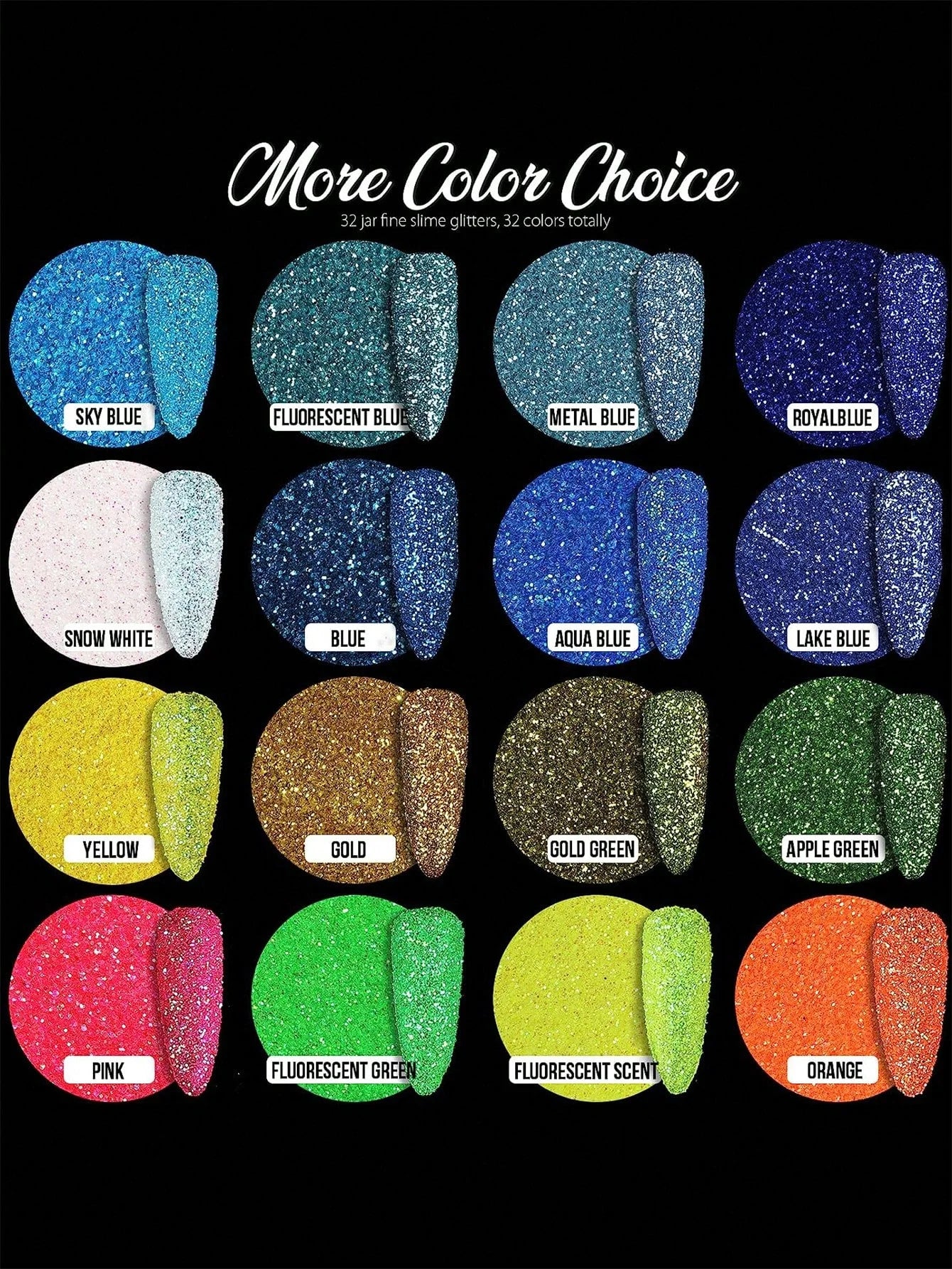 32 Bottls Holographic Glitter, Style Reflective Body Glitter for Eyes