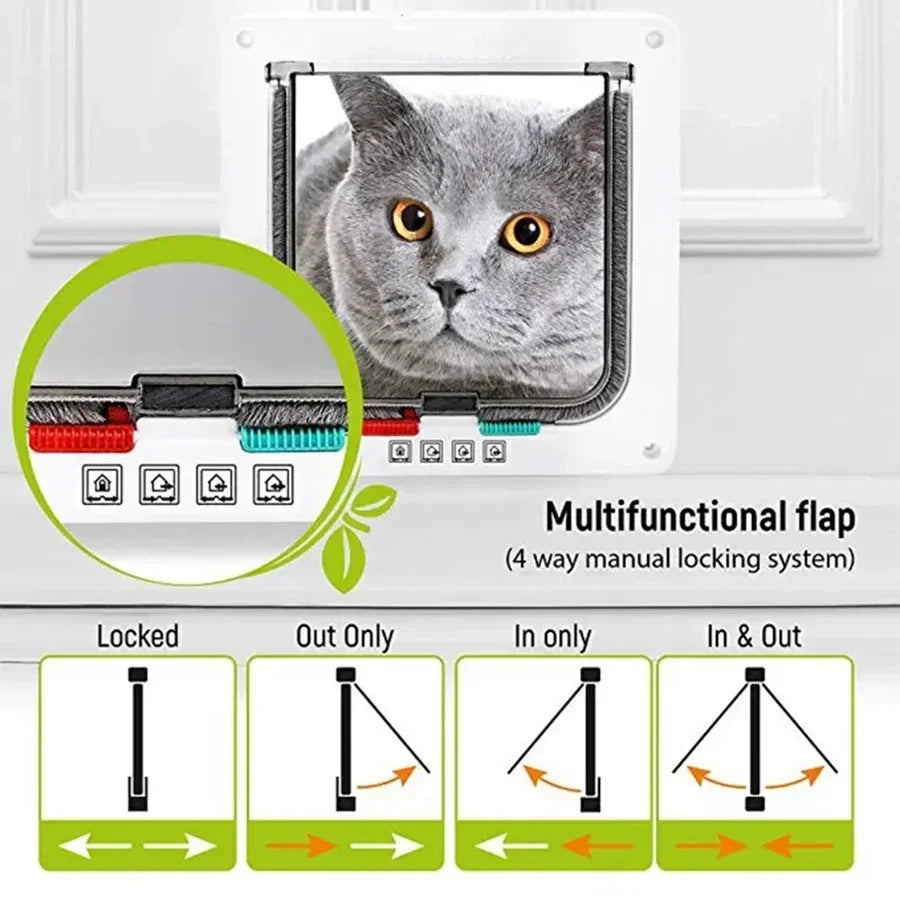 Weather Proof Cat Door 4 Way Locking for Cat up to 20 lbs for Interior