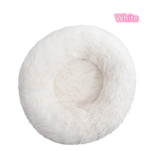 Super Soft Pet Cat Bed Plush Full Size Washable Calm Bed Donut Bed