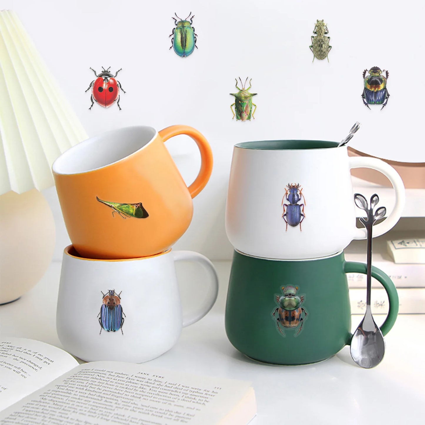 50pcs Cartoon Cute Cartoon Insect Beetle Stickers PET for Toy DIY