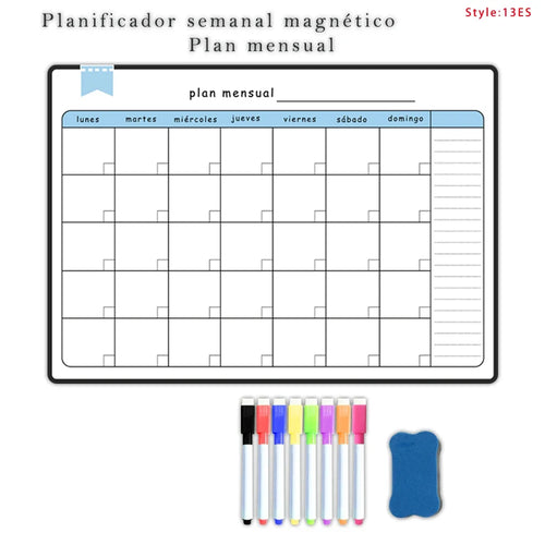 A3 Size Magnetic Weekly &monthly Planner：Spanish, French, English.Dry