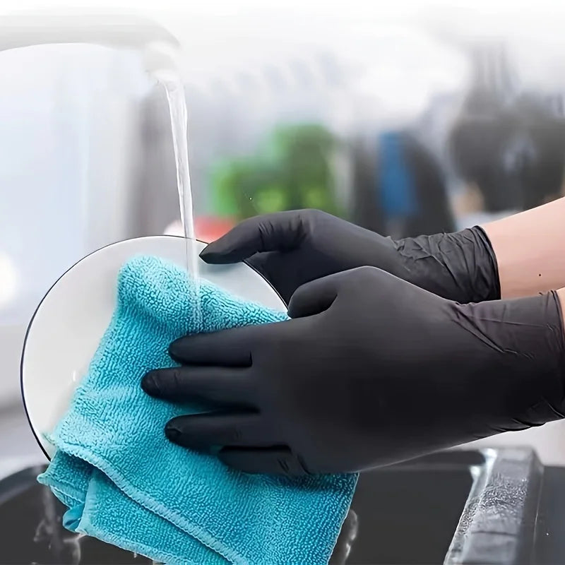 10-100PCS Gloves Black Washing Tableware Disposible Latex Free PVC