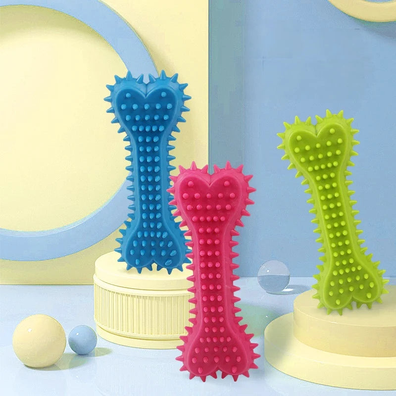 1/3pcs Pet Bone Shape Teeth Chew Toy Soft Rubber Bite-resistance