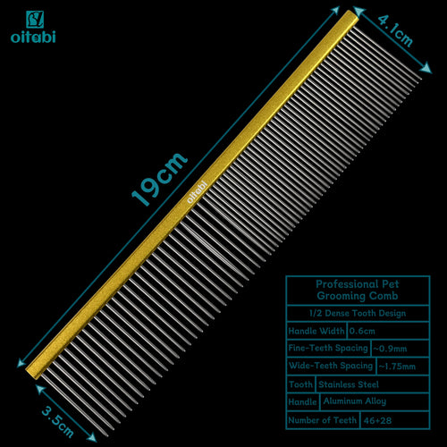 Oitabi Pet Comb Stainless Steel Long Teeth Comb for Dogs & Cats Pet