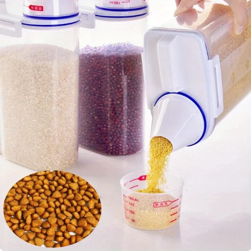 Pet Food Storage Container with Measuring Cup Handle Airtight