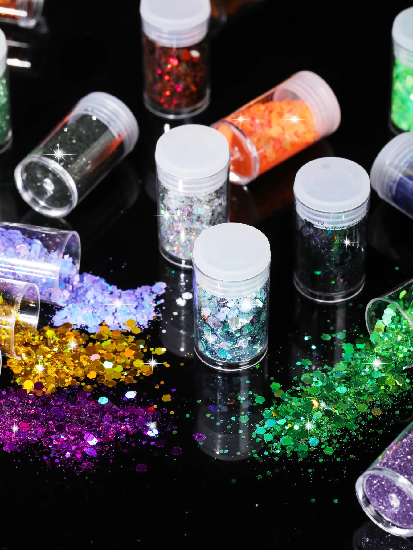 32 Pots Chunky Holographic Glitter,  Reflective Body Glitter for Eyes