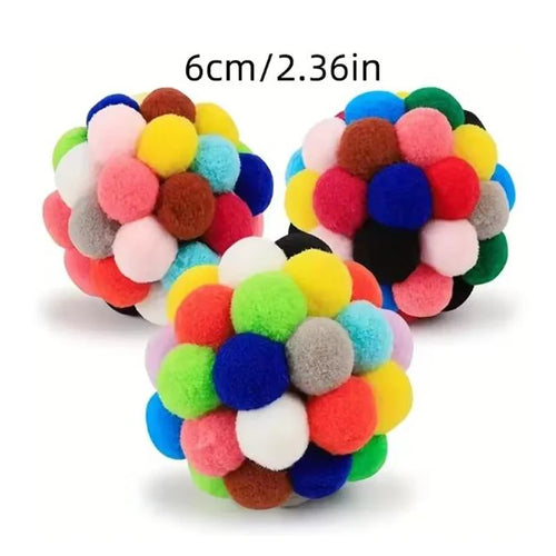 Cat Toys Pet Toy Cat Plush Ball Toys Pet Bouncy Bell Ball Toy Colorful