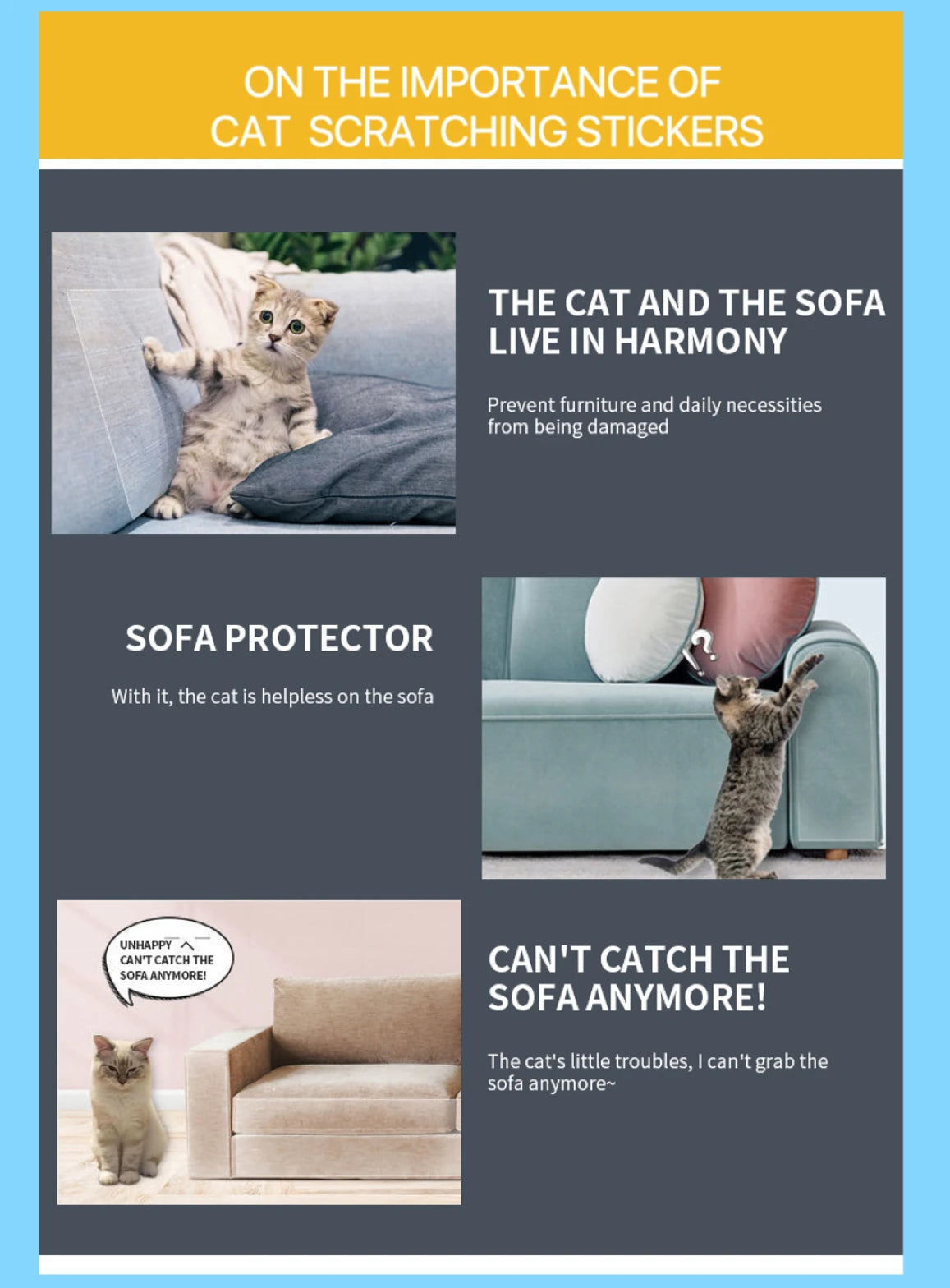 Cat Scratch Deterrent Tape  Furniture Protectors for Cats Transparent