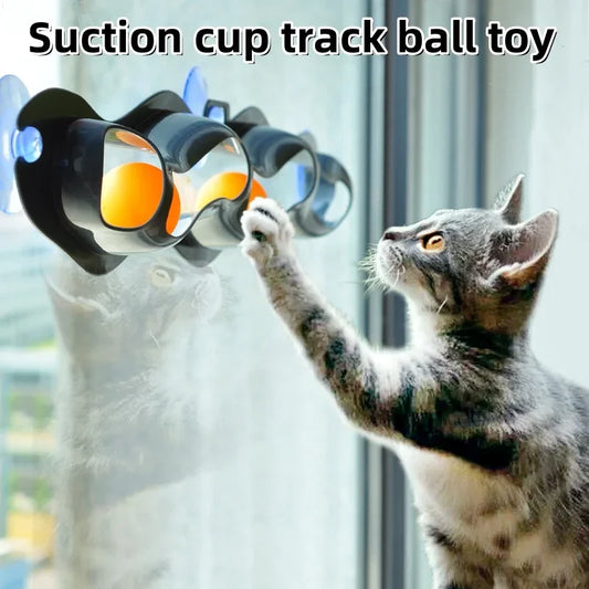 Track Cat Toy Plastic Sucker Track Ball Pet Accessories Window Table
