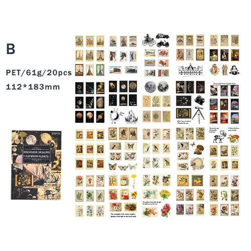20 Sheets Vintage Scrapbooking Stickers Books PET Materials Creative