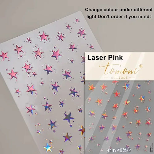 1pcs 5D Relief Kawaii Colorful Star Nail Art Stickers Multi Macaron