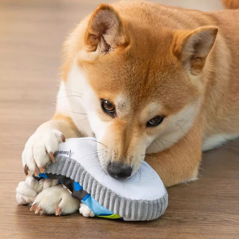 Dog Squeak Toy Teeth Grinding Bite Resistant Slippers Shape Puppy Chew