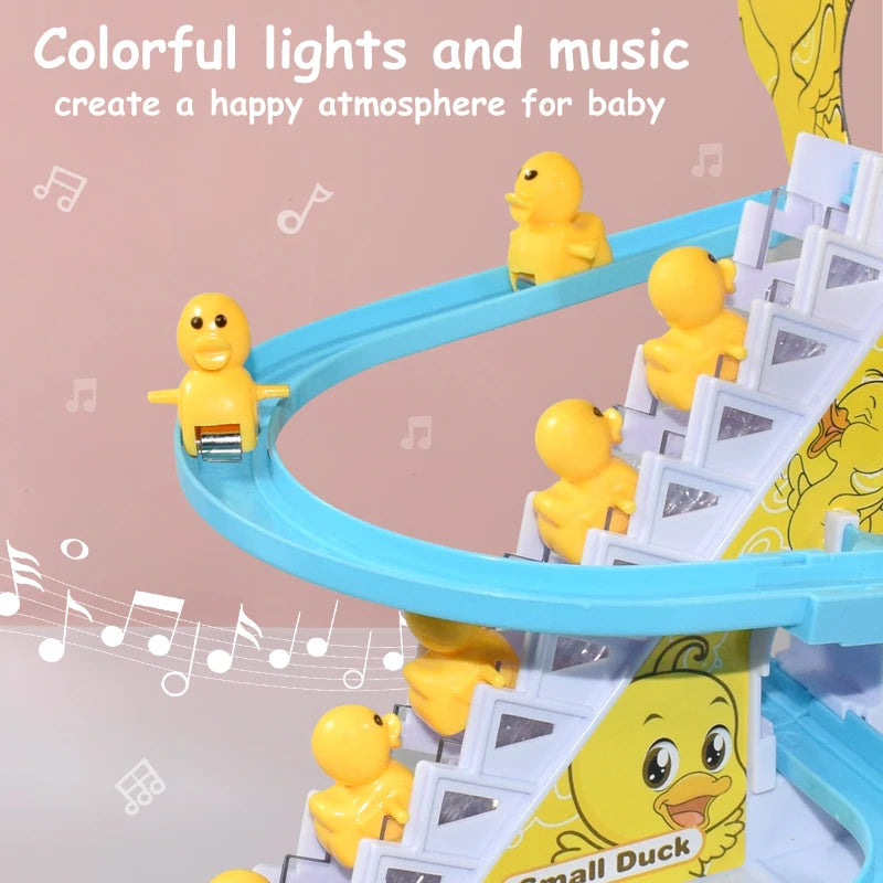 Climbing Stairs Track Toys Electric Duck DIY Rail Racing Track Roller