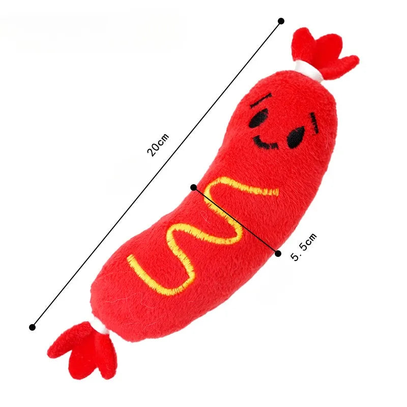 Dog Sound Plush Toy Hot Dog Chewing Toy Pet Grinding Teeth Squeaky