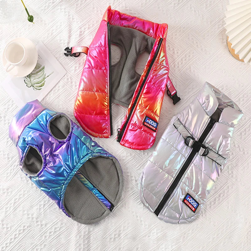 Hot autumn and winter pet clothing waterproof reflective gradual color