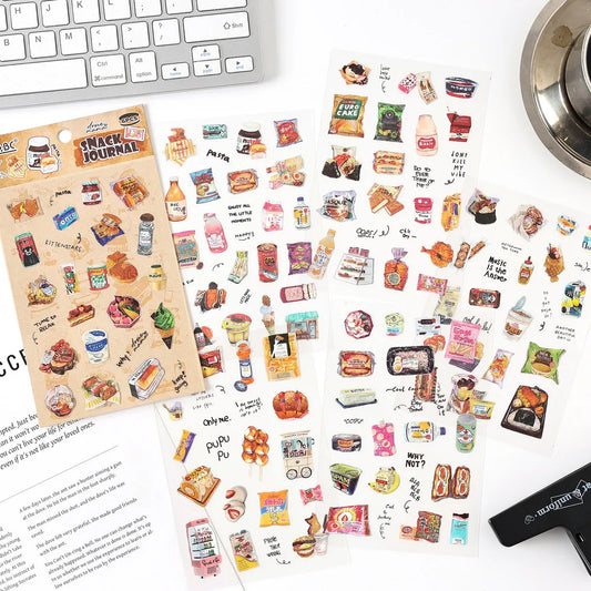 Journamm 6sheets Vintage Scrapbook Stickers PET Diary Sticker Pack for