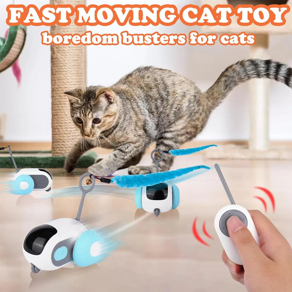 Smart Cat Toy 2 Modes Automatic Moving Remote Controlled Toy Car for