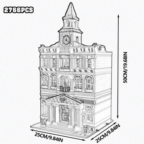 Creative Expert Bricks Bank Cafe Corner MOC Street View City Model