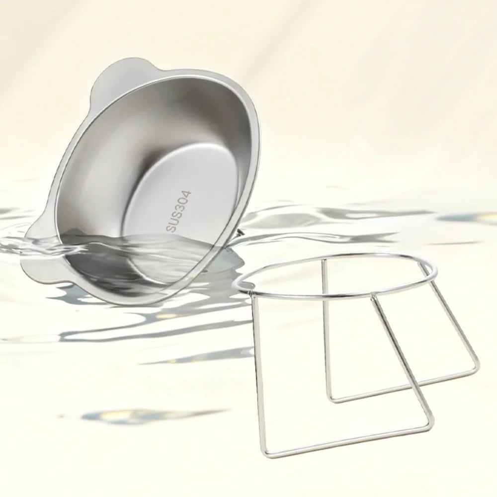 304 Stainless Steel Elevated Pet Bowl: Angled Tilted Feeder with Neck