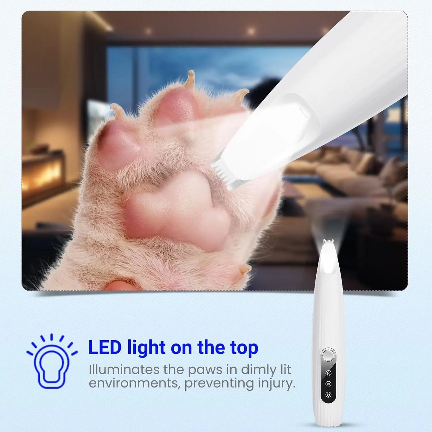 Portable Dog Paw Trimmer with Led Light Rechargeable Cordless Nail
