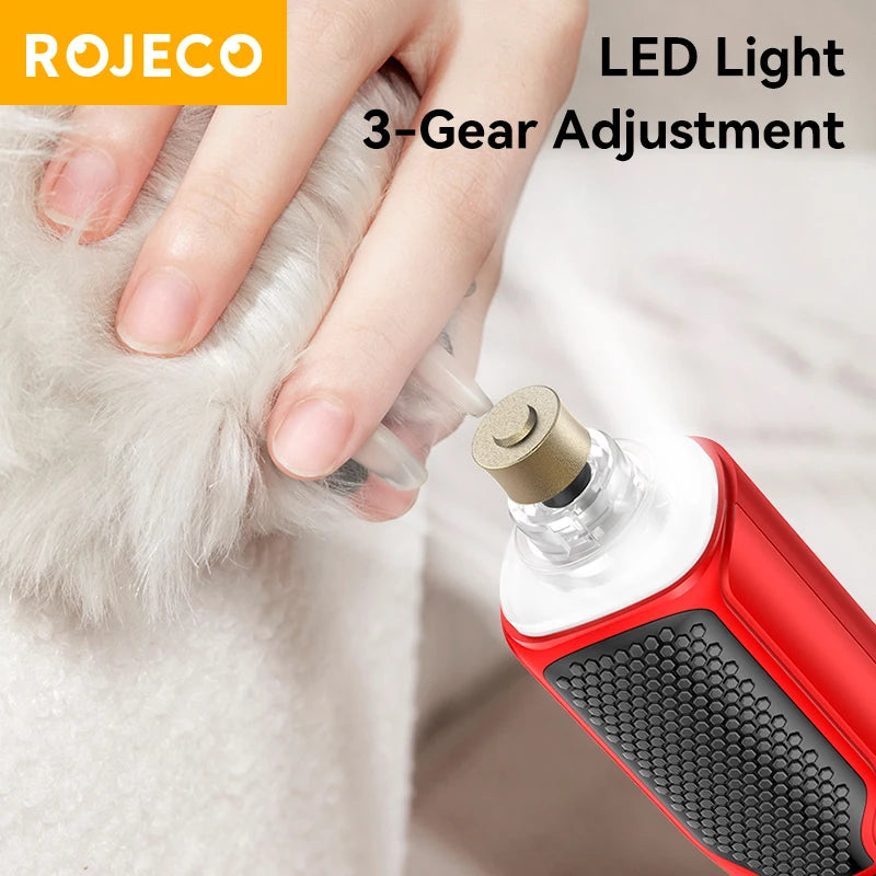ROJECO Pet Electric Nail Grinder Rechargeable Dog Paw Grooming Nail