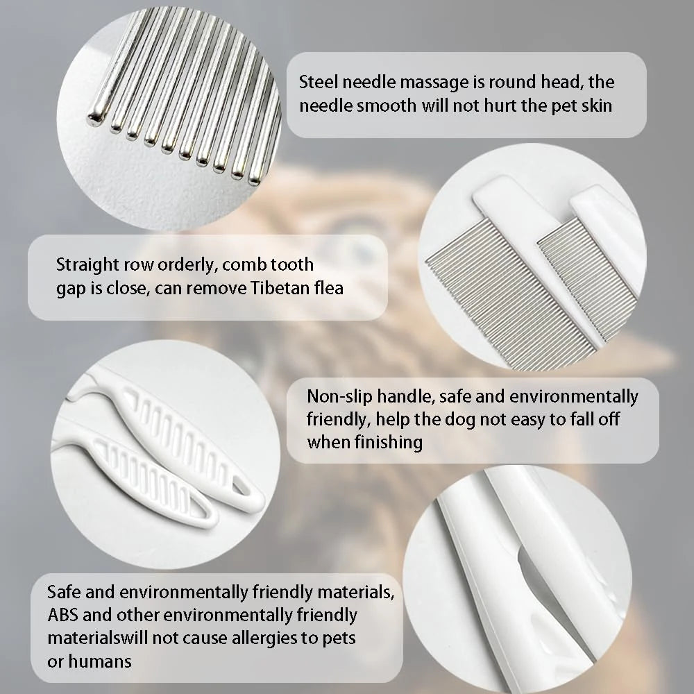 1Pcs Pet Flea Comb Cat/Dog Beauty Comb Stainless Steel Portable Pet