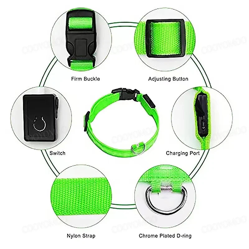 3 Modes Dog Luminous Charge Collar Led Usb Cat Dogs Collars Detachable