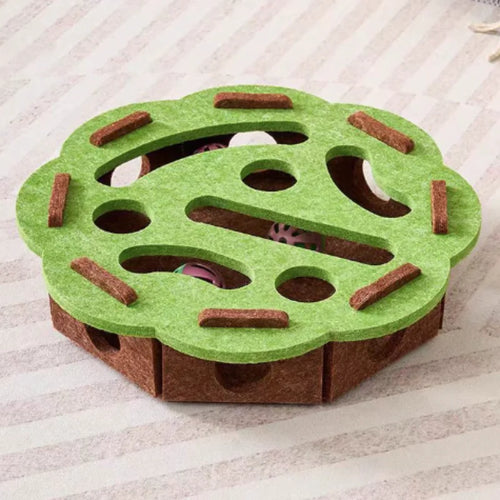 Interactive Cat Puzzle Maze Toy with Bell Ball Felt Box Kitten Playing