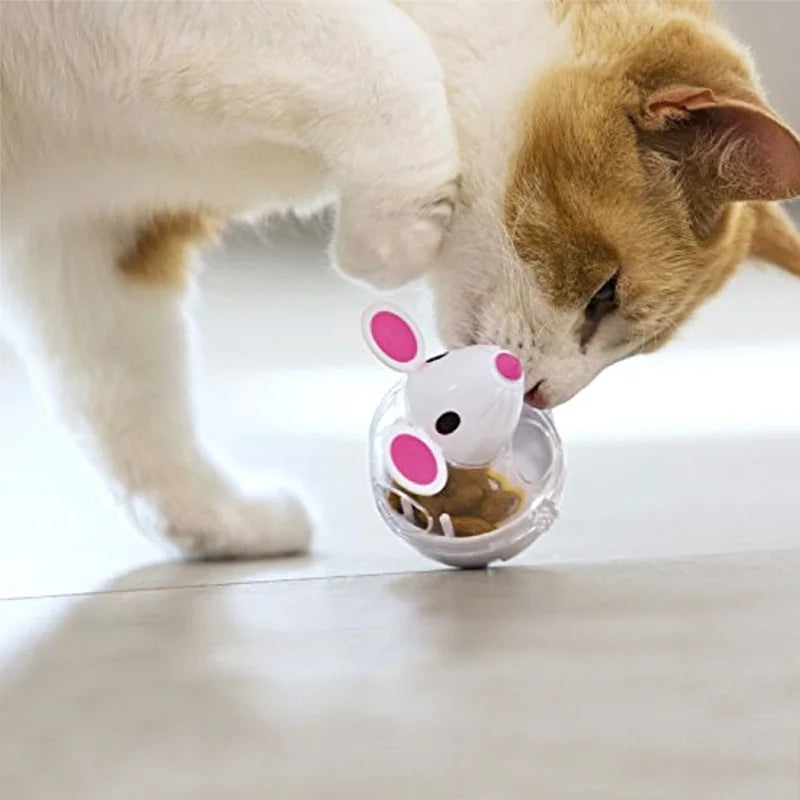 Pet Feeder Cat Toy Mouse Food Rolling Leakage Dispenser Bowl Playing