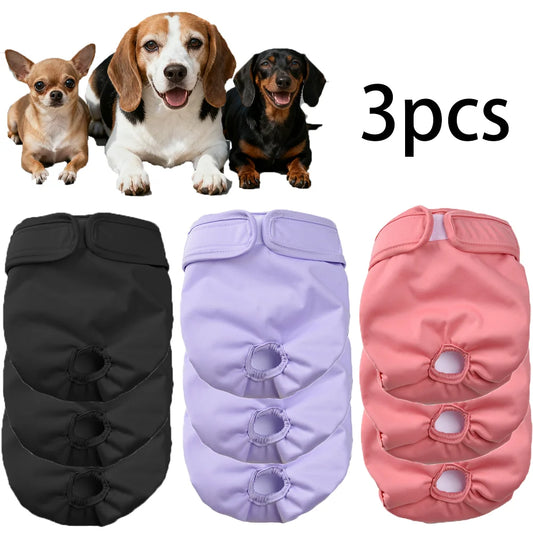 3Pcs Washable Female Dog Diapers Elastic Breathable Pet Nappies